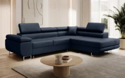 Designer Ecksofa Aston mit Schlaf- und Klappfunktion aus Kunstleder