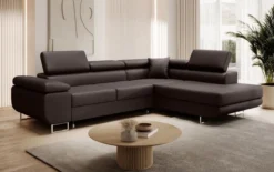 Designer Ecksofa Aston mit Schlaf- und Klappfunktion aus Kunstleder