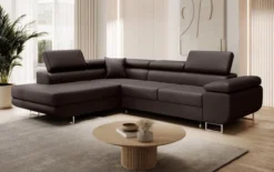 Designer Ecksofa Aston mit Schlaf- und Klappfunktion aus Kunstleder