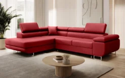 Designer Ecksofa Aston mit Schlaf- und Klappfunktion aus Kunstleder