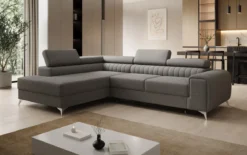 Designer Ecksofa Aurea mit Schlaf- und Klappfunktion in Bouclé