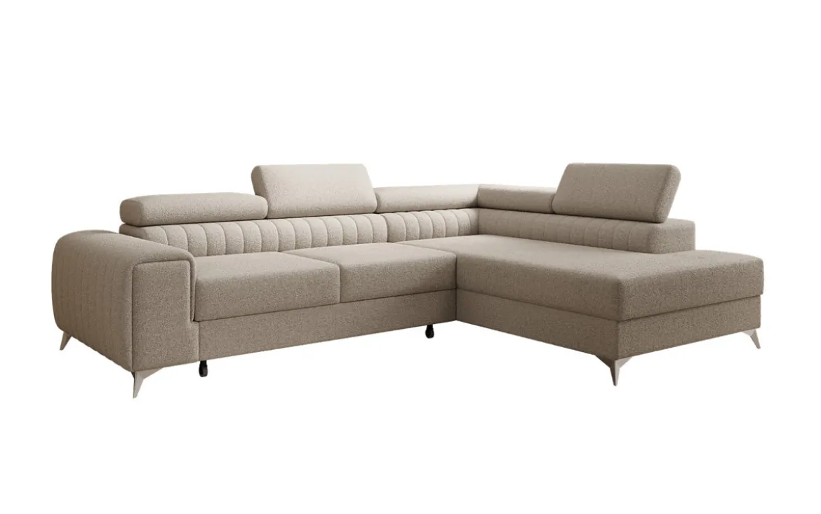 Designer Ecksofa Aurea mit Schlaf- und Klappfunktion in Bouclé