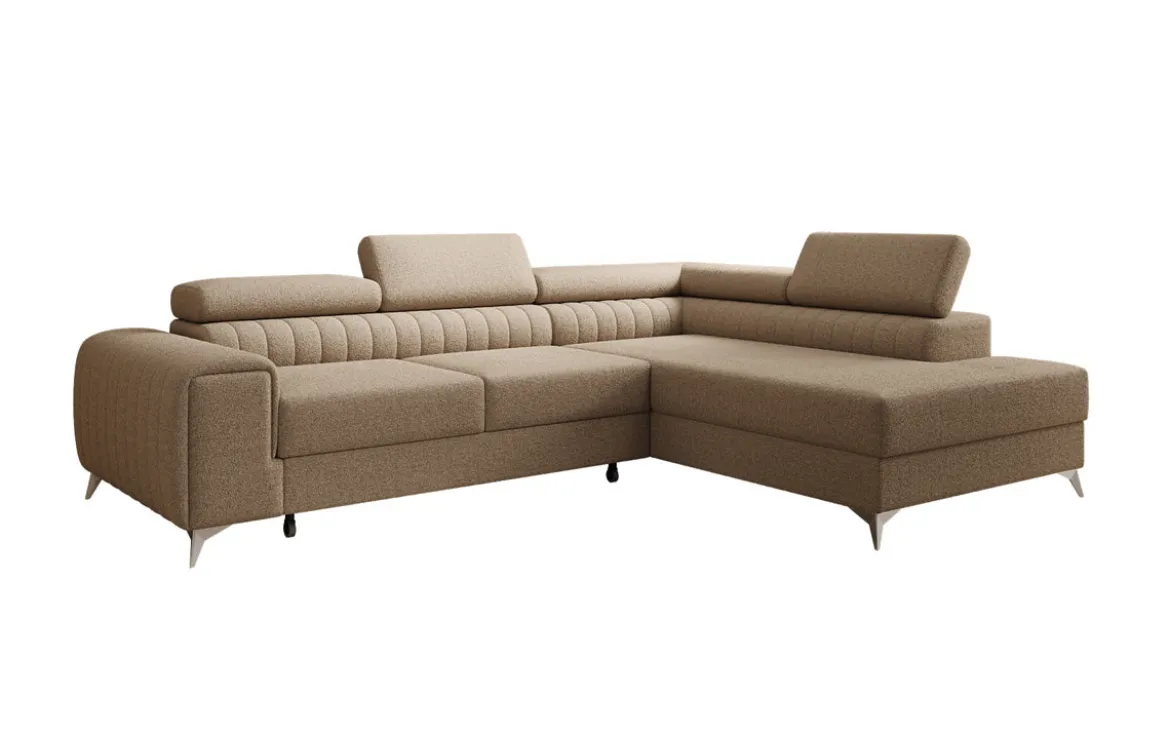 Designer Ecksofa Aurea mit Schlaf- und Klappfunktion in Bouclé