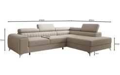 Designer Ecksofa Aurea mit Schlaf- und Klappfunktion in Bouclé