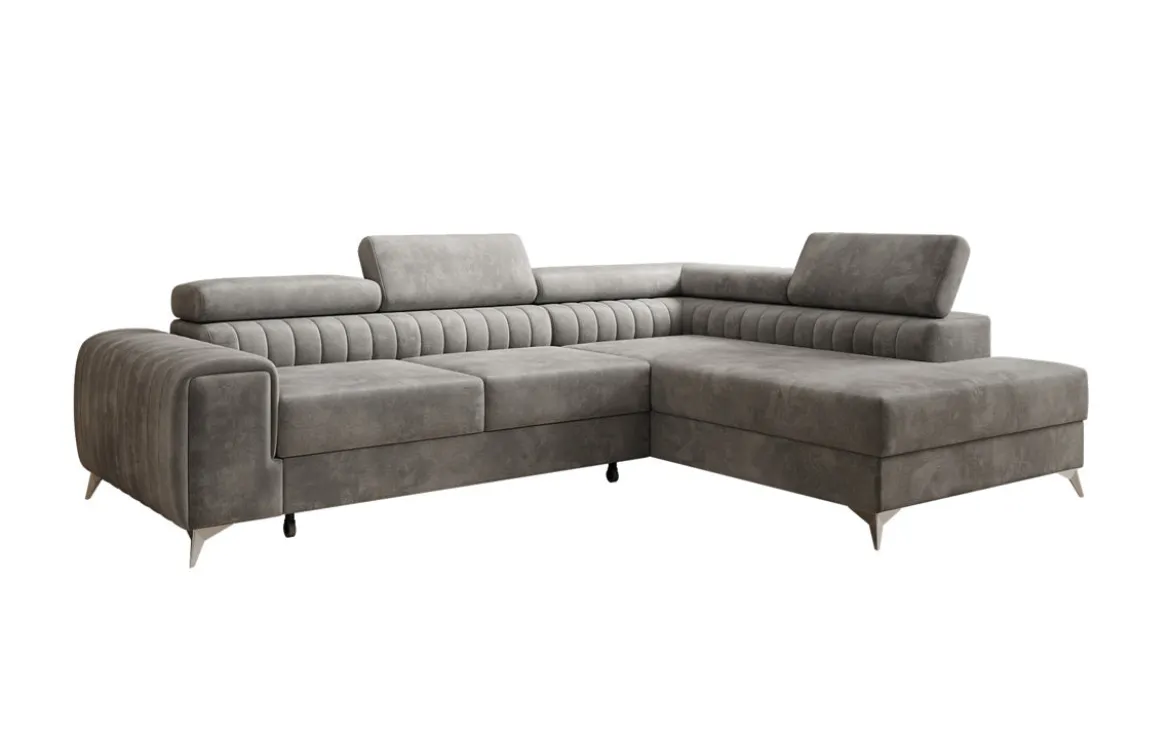 Designer Ecksofa Aurea mit Schlaf- und Klappfunktion in Samt