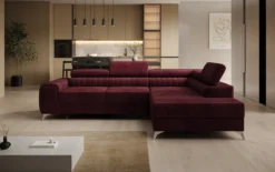 Designer Ecksofa Aurea mit Schlaf- und Klappfunktion in Samt