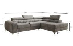 Designer Ecksofa Aurea mit Schlaf- und Klappfunktion in Samt