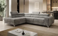 Designer Ecksofa Aurea mit Schlaf- und Klappfunktion in Samt