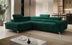Designer Ecksofa Aurea mit Schlaf- und Klappfunktion in Samt