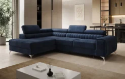 Designer Ecksofa Aurea mit Schlaf- und Klappfunktion in Samt