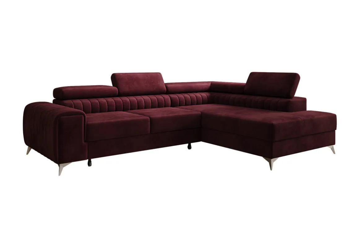 Designer Ecksofa Aurea mit Schlaf- und Klappfunktion in Samt
