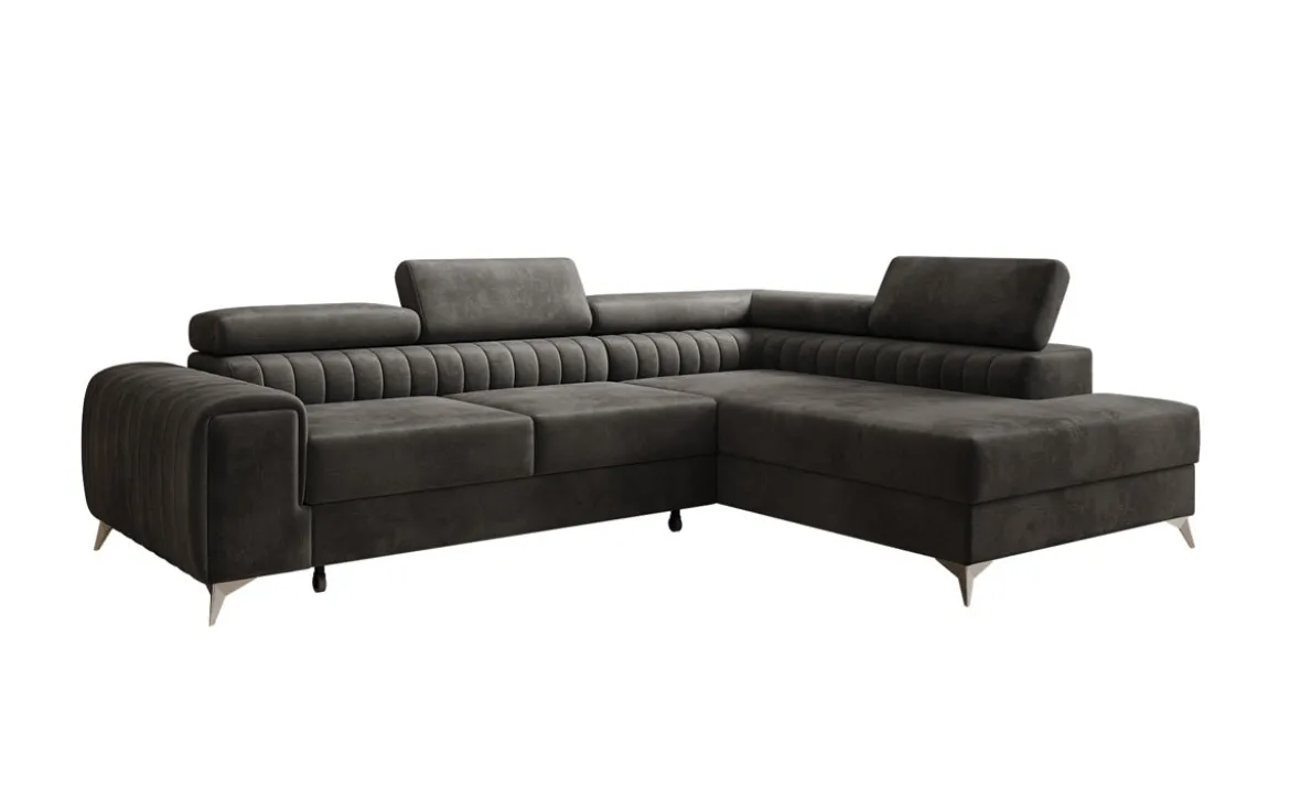 Designer Ecksofa Aurea mit Schlaf- und Klappfunktion in Samt