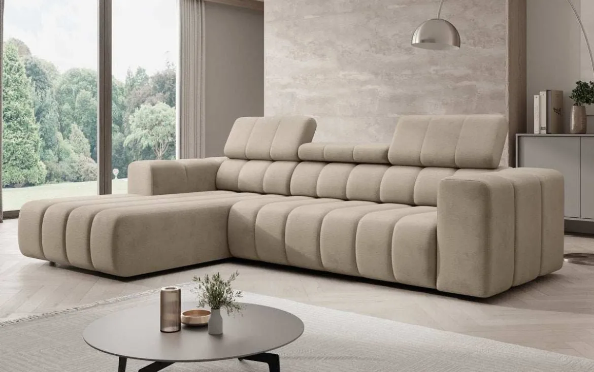 Designer Ecksofa Aurora Mini mit verstellbaren Kopfstützen