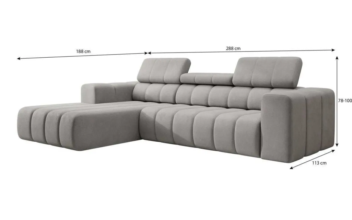 Designer Ecksofa Aurora Mini mit verstellbaren Kopfstützen