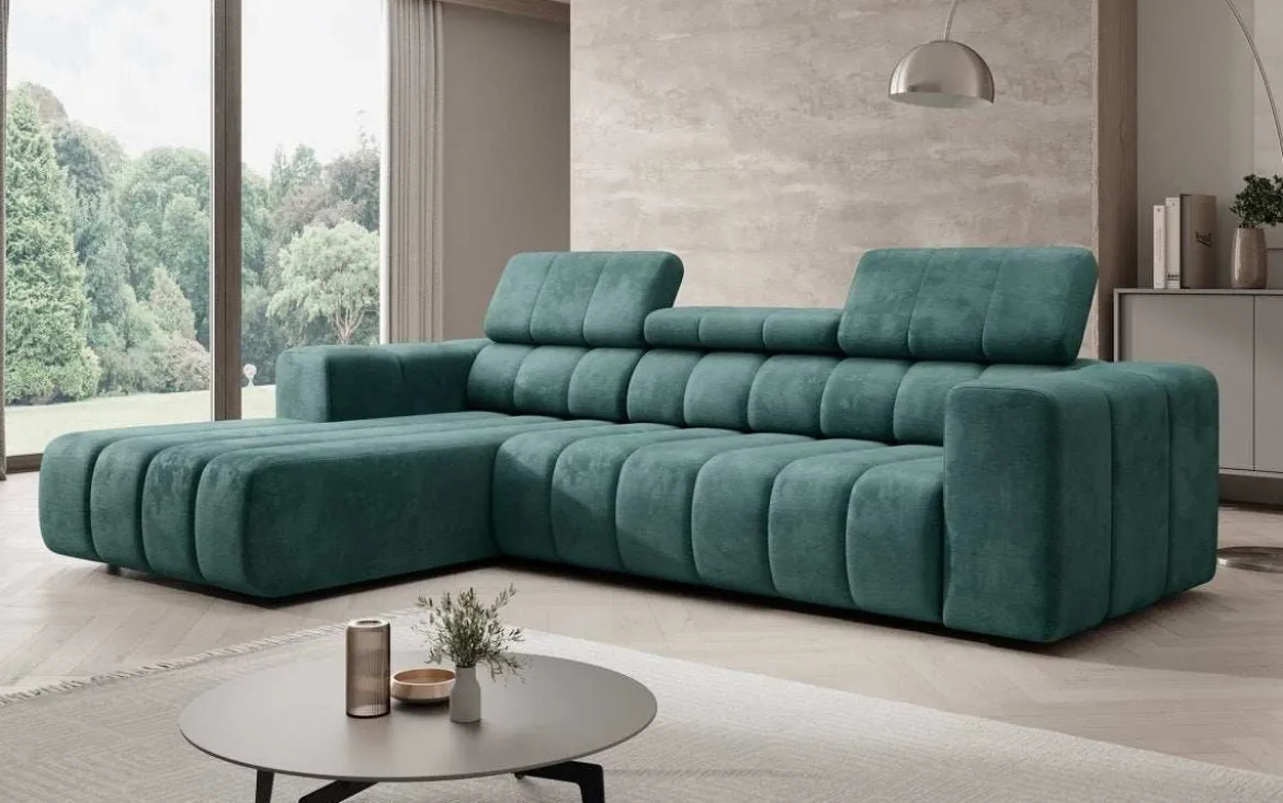 Designer Ecksofa Aurora Mini mit verstellbaren Kopfstützen