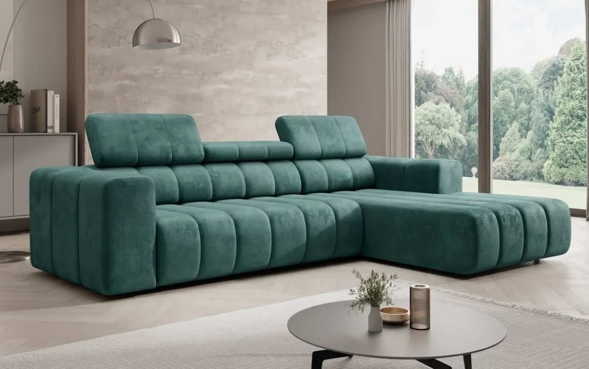 Designer Ecksofa Aurora Mini mit verstellbaren Kopfstützen