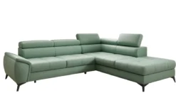 Designer Ecksofa Aveline mit Schlaffunktion und Stauraum in Echtleder