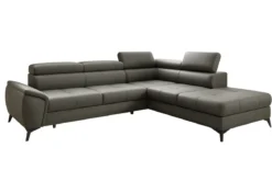 Designer Ecksofa Aveline mit Schlaffunktion und Stauraum in Echtleder