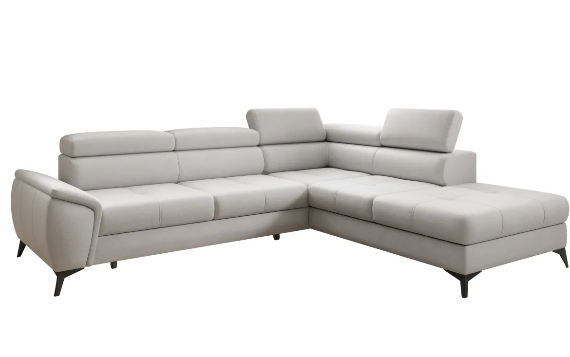 Designer Ecksofa Aveline mit Schlaffunktion und Stauraum in Echtleder