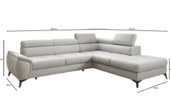 Designer Ecksofa Aveline mit Schlaffunktion und Stauraum in Echtleder
