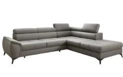 Designer Ecksofa Aveline mit Schlaffunktion und Stauraum in Echtleder