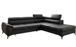 Designer Ecksofa Aveline mit Schlaffunktion und Stauraum in Echtleder