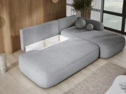 Designer Ecksofa Babu Bouclé mit Schlaf- und Klappfunktion