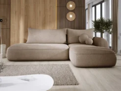 Designer Ecksofa Babu Bouclé mit Schlaf- und Klappfunktion