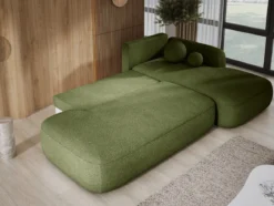 Designer Ecksofa Babu Bouclé mit Schlaf- und Klappfunktion