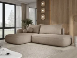 Designer Ecksofa Babu Bouclé mit Schlaf- und Klappfunktion