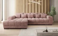 Designer Ecksofa Balu mit Schlaffunktion und Stauraum in Cord