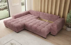 Designer Ecksofa Balu mit Schlaffunktion und Stauraum in Cord