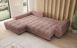Designer Ecksofa Balu mit Schlaffunktion und Stauraum in Cord