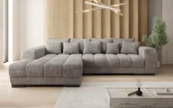 Designer Ecksofa Balu mit Schlaffunktion und Stauraum in Cord
