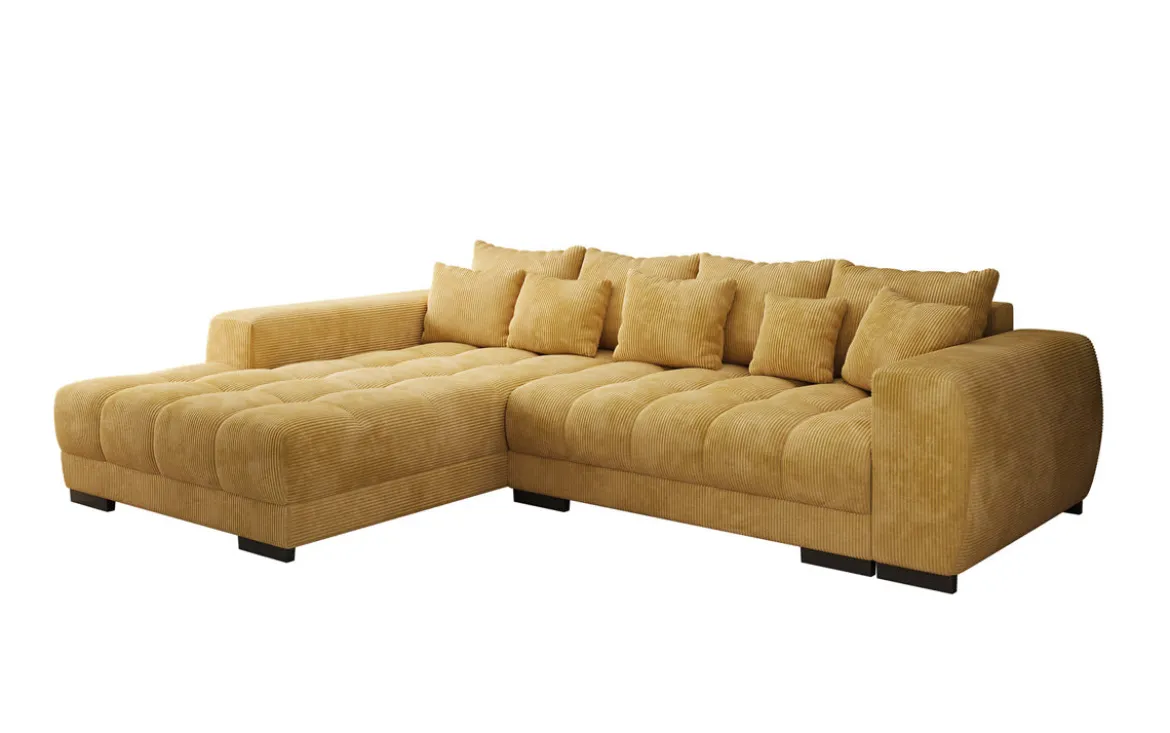 Designer Ecksofa Balu mit Schlaffunktion und Stauraum in Cord