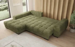 Designer Ecksofa Balu mit Schlaffunktion und Stauraum in Cord