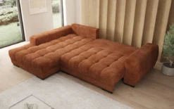 Designer Ecksofa Balu mit Schlaffunktion und Stauraum in Cord