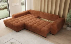 Designer Ecksofa Balu mit Schlaffunktion und Stauraum in Cord