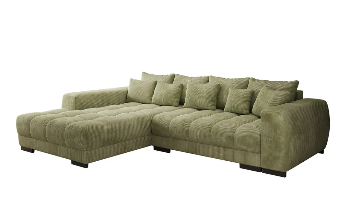 Designer Ecksofa Balu mit Schlaffunktion und Stauraum in Cord
