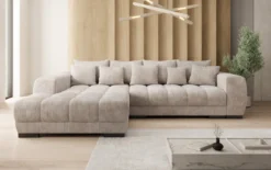 Designer Ecksofa Balu mit Schlaffunktion und Stauraum in Cord
