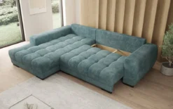 Designer Ecksofa Balu mit Schlaffunktion und Stauraum in Cord