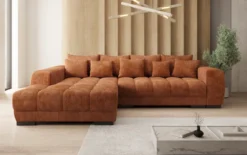 Designer Ecksofa Balu mit Schlaffunktion und Stauraum in Cord