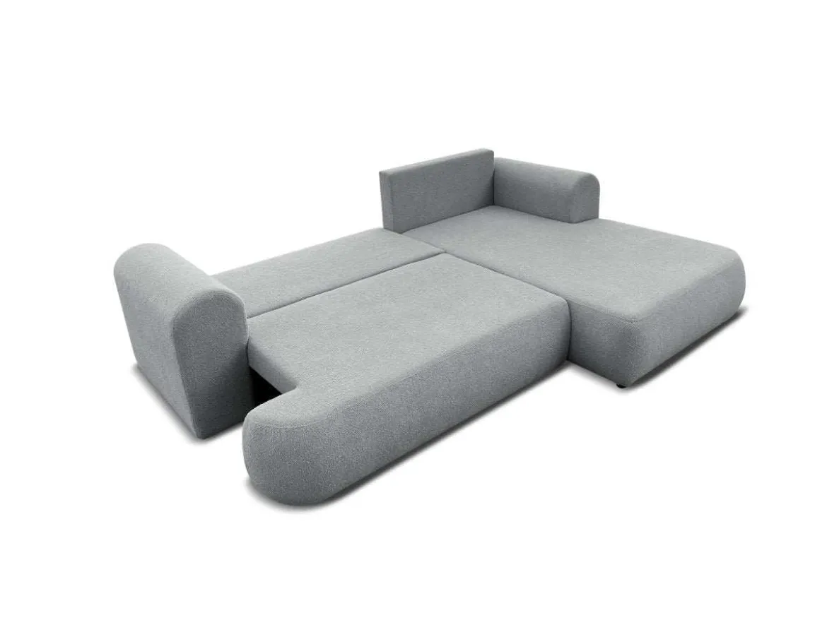 Designer Ecksofa Baron mit Schlaffunktion und Stauraum aus Boucle