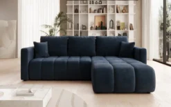 Designer Ecksofa Beatrice mit Schlaf- und Klappfunktion in Samt