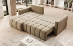 Designer Ecksofa Beatrice mit Schlaf- und Klappfunktion in Samt