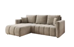 Designer Ecksofa Beatrice mit Schlaf- und Klappfunktion in Samt
