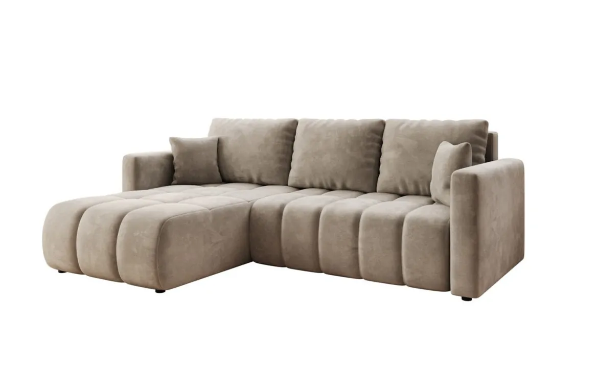 Designer Ecksofa Beatrice mit Schlaf- und Klappfunktion in Samt