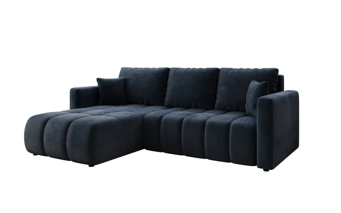 Designer Ecksofa Beatrice mit Schlaf- und Klappfunktion in Samt
