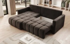 Designer Ecksofa Beatrice mit Schlaf- und Klappfunktion in Samt