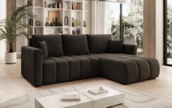 Designer Ecksofa Beatrice mit Schlaf- und Klappfunktion in Samt